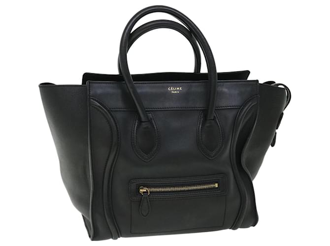 Céline CELINE Luggage Mini Hand Bag Leather Black Auth 51427  ref.1045553