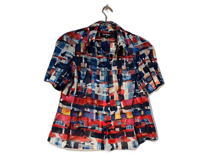 CHANEL Multicolor Shirt White Red Blue