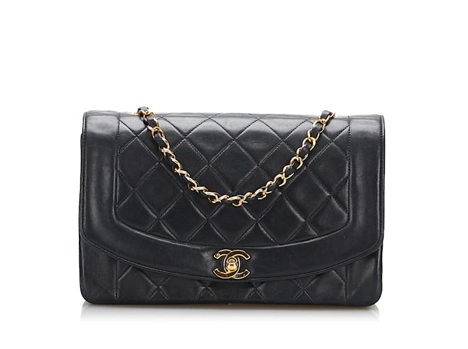 Diana CHANEL HandbagsTweed Black  ref.1045823