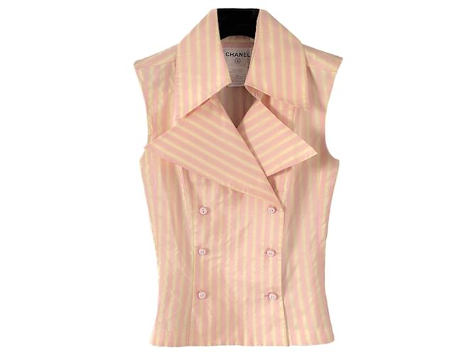 Chanel Bluse mit Seidenoberteil Pink Mehrfarben Gelb  ref.1045915