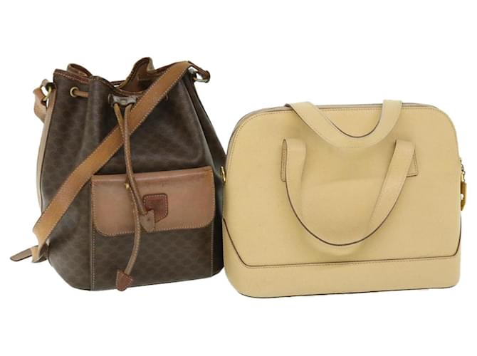 Céline CELINE Macadam Canvas Shoulder Bag PVC Leather 2Set Brown Beige Auth fm2643  ref.1046369