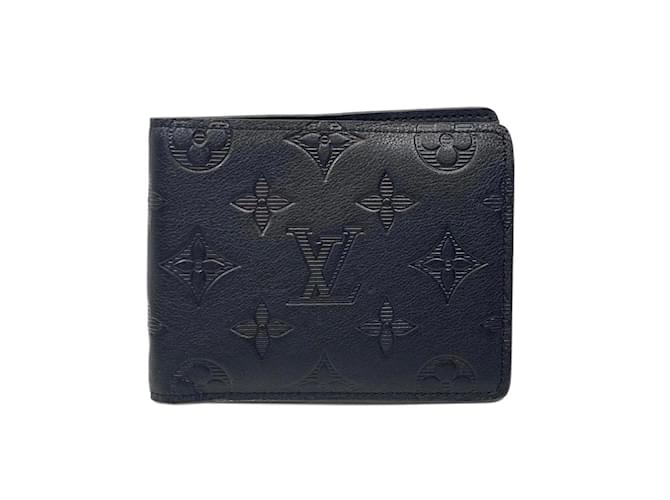 Louis Vuitton Black Monogram Shadow Calfskin Multiple Wallet