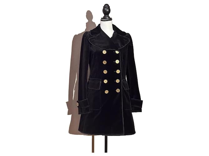 Dolce & Gabbana Trench coat de veludo Preto  ref.1046543