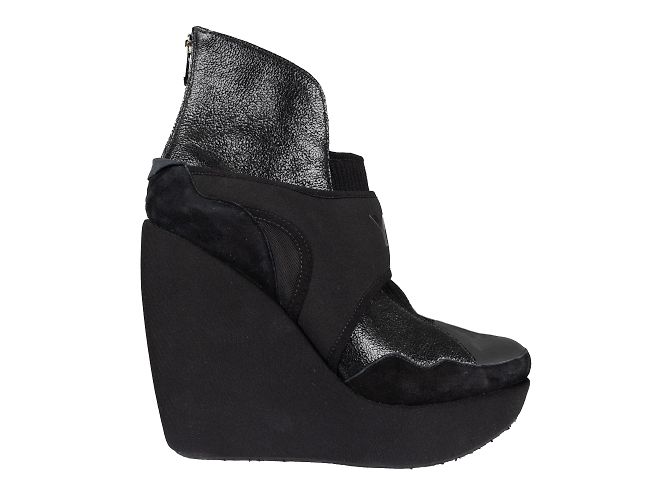 Y3 Botas de tornozelo Y-3 pretas em couro e neopreno Preto