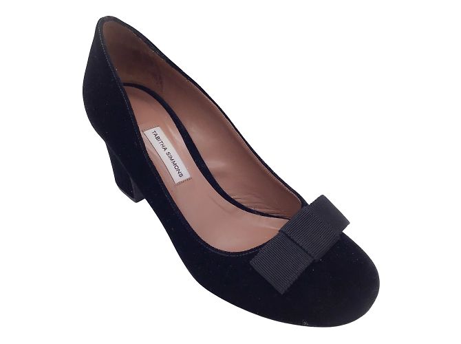 Tabitha Simmons Schwarze Samtpumps mit Ripsband-Schleifendetail