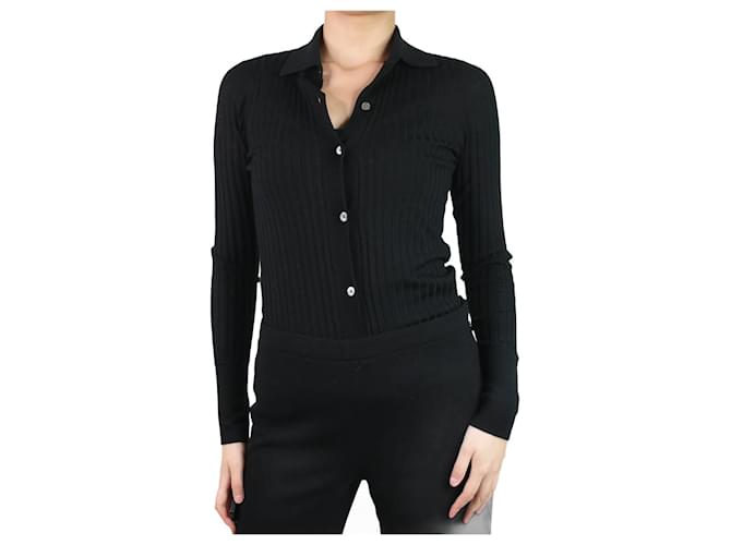 Autre Marque Black long-sleeved ribbed top - size S Wool  ref.1046671
