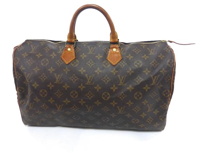 Louis Vuitton Speedy 40 Monogram-VI871 Brown Leather  ref.1046761