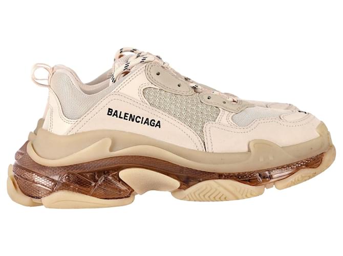 Balenciaga Triple S Sneakers mit klarer Sohle aus beigem Polyester  ref.1046763