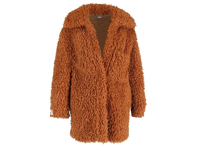 Stella Mc Cartney Stella McCartney Shearling Josephine Coat In Brown Faux Fur Red Polyester  ref.1046775