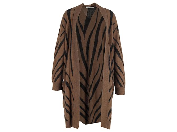 Max Mara Zebra Print Mohair Blend Knit Cardigan In Brown Mohair Wool  ref.1046792