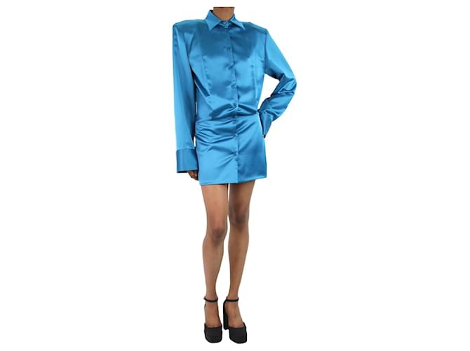 Attico Blaues Mini-Hemdkleid aus Popeline – Größe IT 38 Polyester  ref.1046807