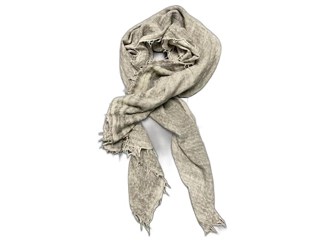Zadig & Voltaire Scarves Beige Grey Silk Wool  ref.1046826