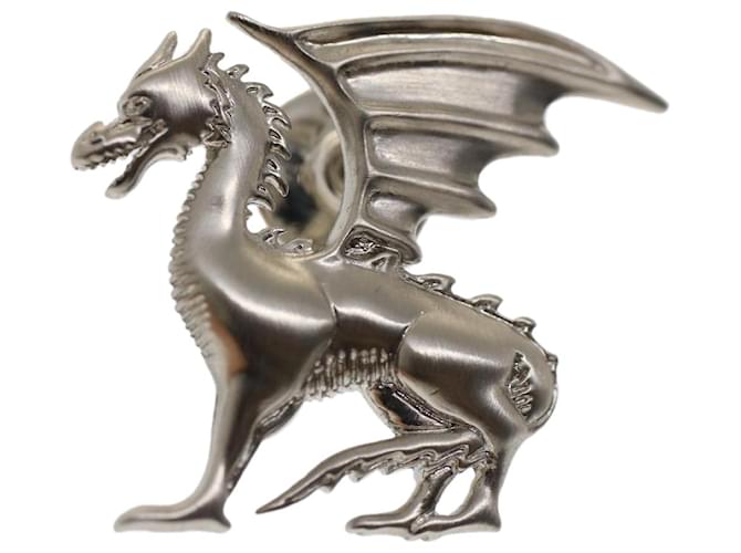 Hermès Broche de Dragão HERMES Metal Prata Autenticação7410  ref.1046908