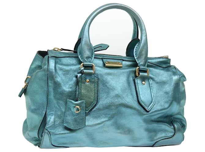 BURBERRY Boston Bag Leather Blue Auth bs7372  ref.1046919