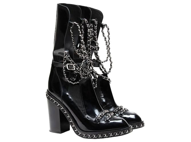 Chanel Runway Obsession Chain Boots Black Patent leather  ref.1047010