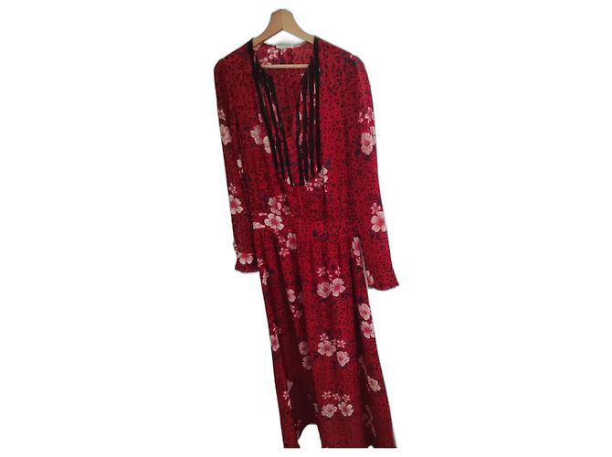 Zadig & Voltaire Rotes Seidenlanges Kleid
