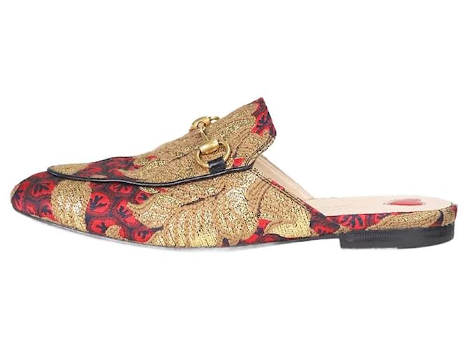 Gucci Red embroidered Princetown mules - size EU 36 Leather  ref.1047125