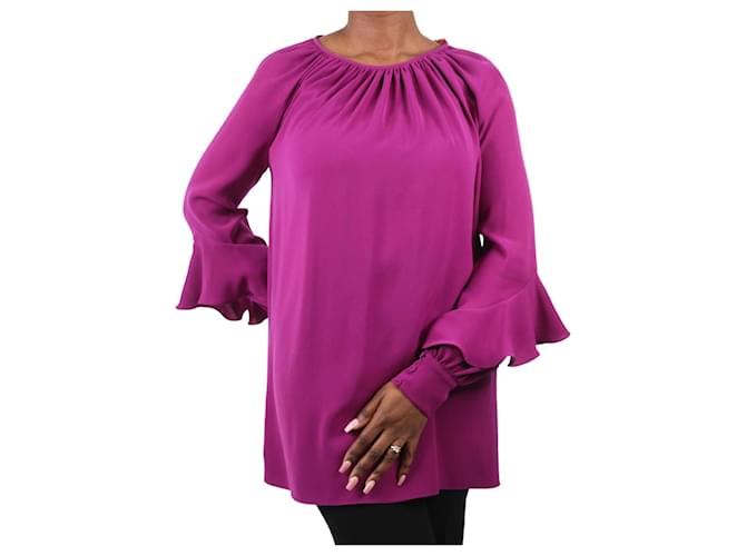 Autre Marque Purple long ruffle-sleeved blouse - size L  ref.1047133