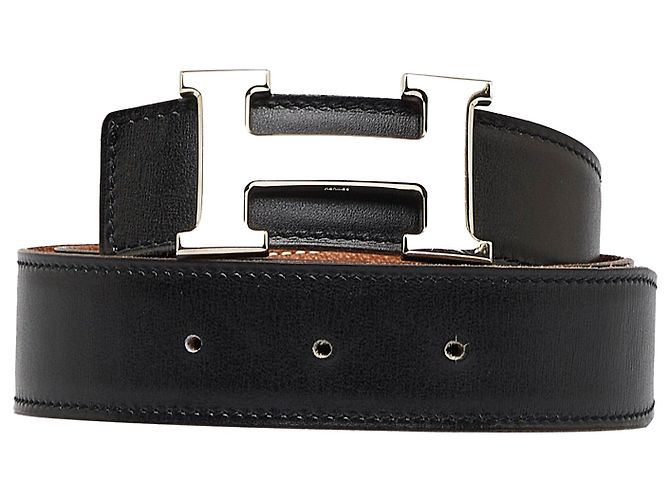 Hermès Hermes Schwarzer Constance Wendegürtel Leder Kalbähnliches Kalb
