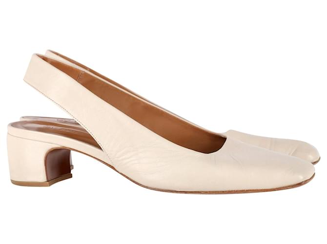 Zapatos de tacón con tira trasera By Far Danielle en cuero color crema Blanco Crudo  ref.1047217