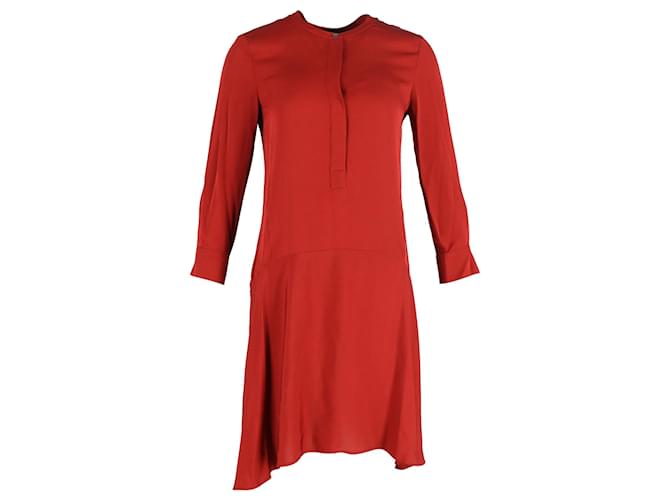 Theory Long-Sleeve A-Line Mini Dress in Red Silk  ref.1047239