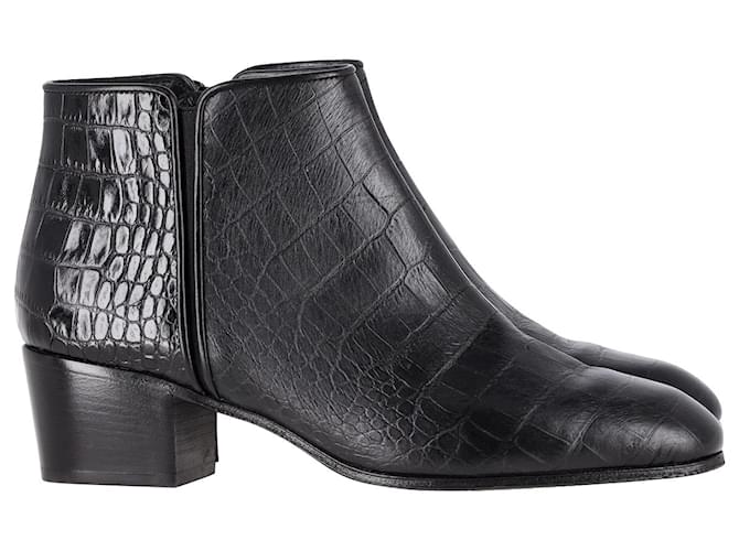 Giuseppe Zanotti Croc-Embossed Ankle Boots in Black Leather  ref.1047318