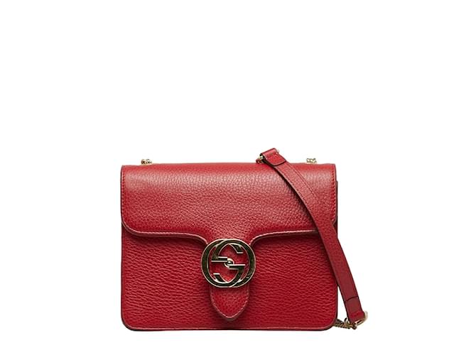 Gucci Small Interlocking G Leather Crossbody Bag 510304 Red  ref.1047321
