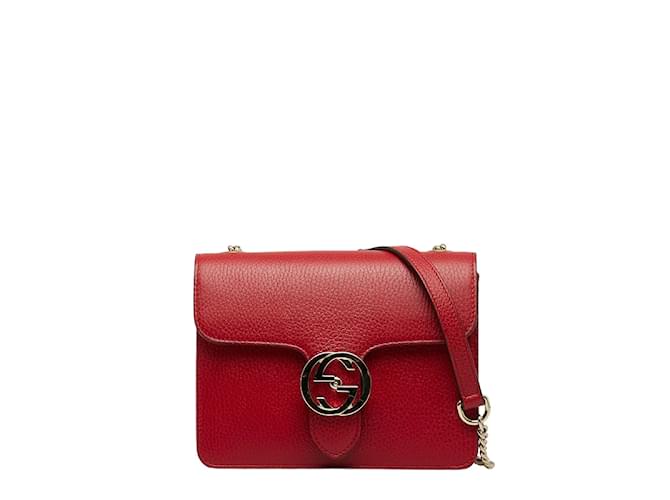Gucci Small Interlocking G Leather Crossbody Bag 510304 Red  ref.1047334