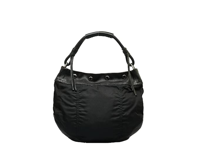 Prada Tessuto & Leather Shoulder Bag Black Cloth  ref.1047341