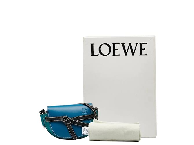 Loewe Bolsa tiracolo de couro Mini Gate Azul  ref.1047345