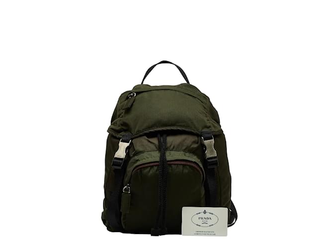 Prada Tessuto Double Buckle Backpack V140 Green Cloth  ref.1047346