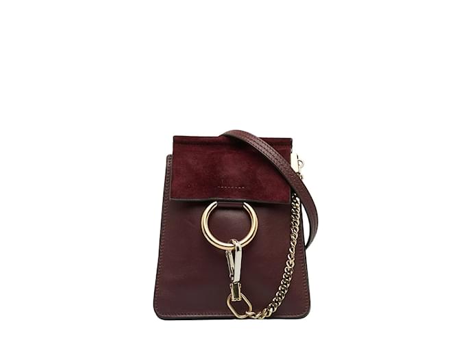 Chloé Leather Mini Faye Crossbody Bag Red Pony-style calfskin  ref.1047355