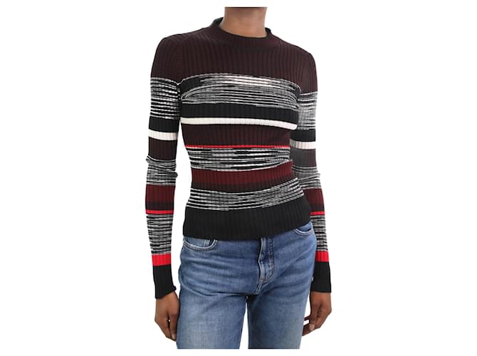 Proenza Schouler Pull rayé multicolore - taille UK 8 Laine Rouge  ref.1047395