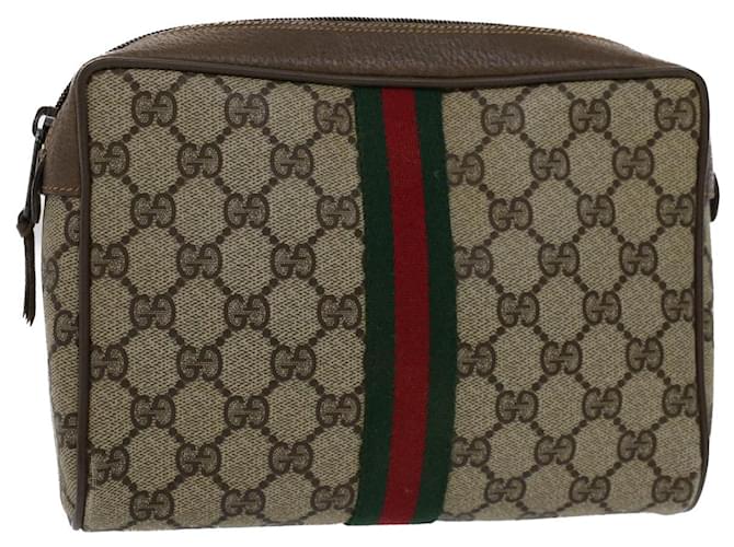 GUCCI GG Canvas Web Sherry Line Clutch Bag Beige Red 8901012 auth 51465  ref.1047430
