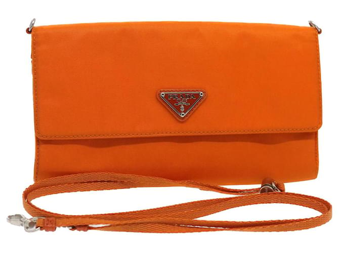 PRADA Wallet Shoulder Bag Nylon Orange Auth 51336  ref.1047522