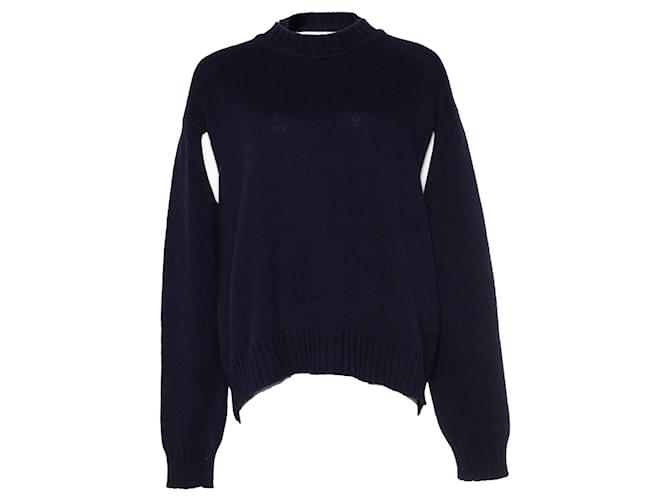 Autre Marque JIL SANDER, Open cut overlay sweater Blue Wool  ref.1047556