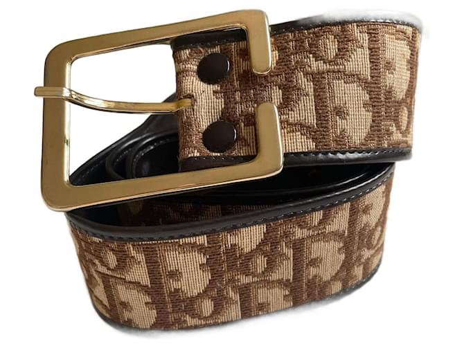 Dior Belts Brown Leather Cloth  ref.1047601