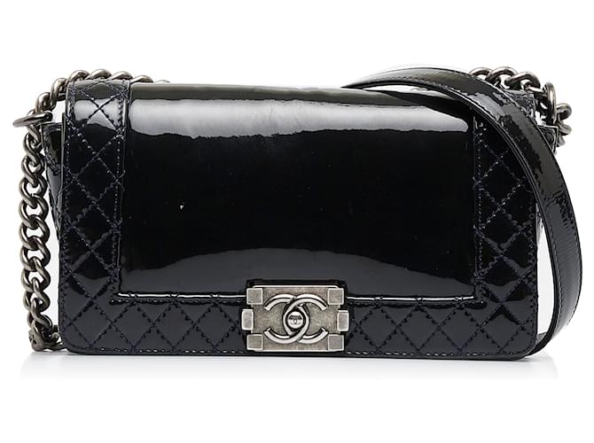 Chanel Burgundy Patent Leather New Medium Boy Reverso Bag