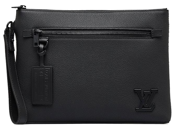 Louis Vuitton Black Aerogram Takeoff Pouch Leather Pony-style calfskin  ref.1047646