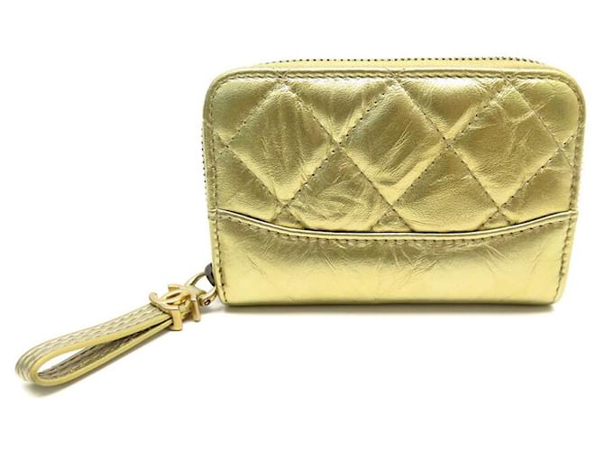 NEW CHANEL PURSE IN GOLD QUILTED LEATHER + NEW LEATHER WALLET BOX Golden  ref.1047839
