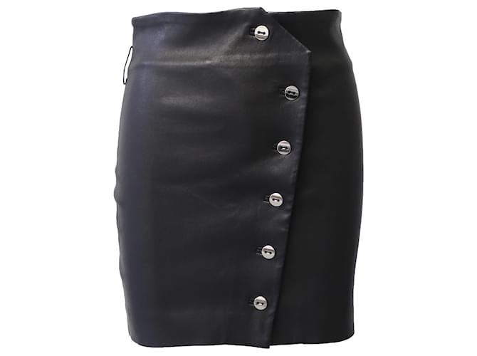 Iro Buttoned Mini Skirt in Black Leather   ref.1047918