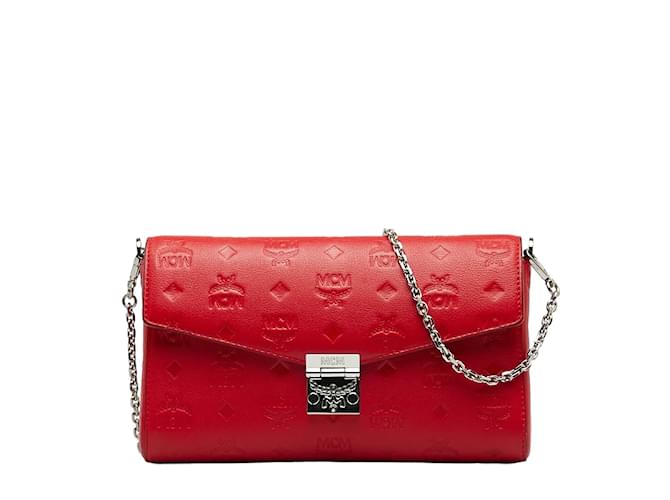 MCM Visetos Millie Crossbody Bag Red Cloth  ref.1047966
