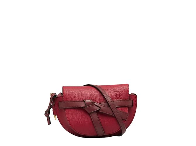 Loewe Mini Gate Leather Belt Bag 261835 Red Pony-style calfskin  ref.1047973