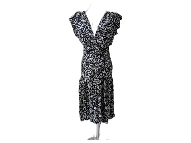 Isabel Marant silk dress Black White  ref.1048028