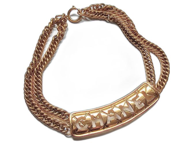 Chanel CHOCKER Acolchoado C.H.NO.N.E.eu. Dourado