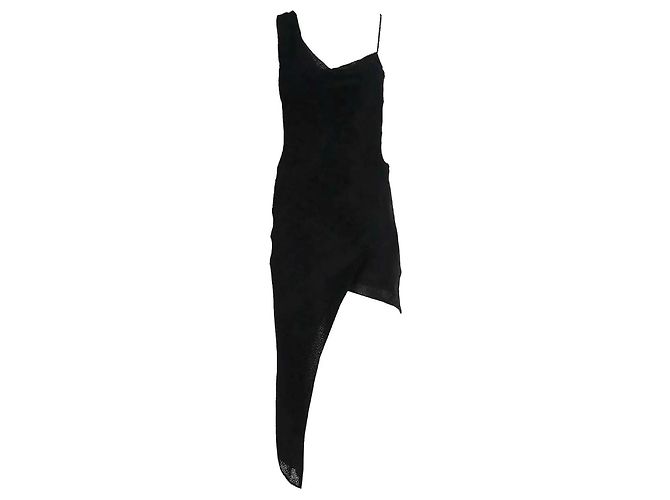 Autre Marque Michelle Mason Schwarzes asymmetrisches Devore-Kleid