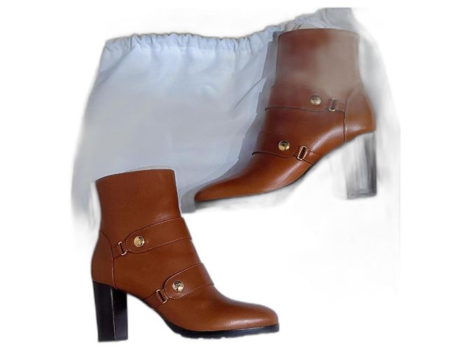 Botines Longchamp de piel marrón oscuro