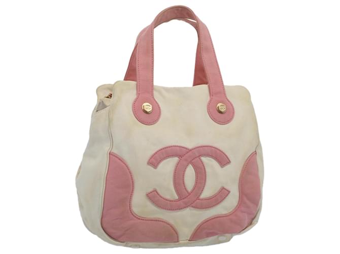 CHANEL Hand Bag Canvas Pink White CC Auth bs7580 Cloth  ref.1048368