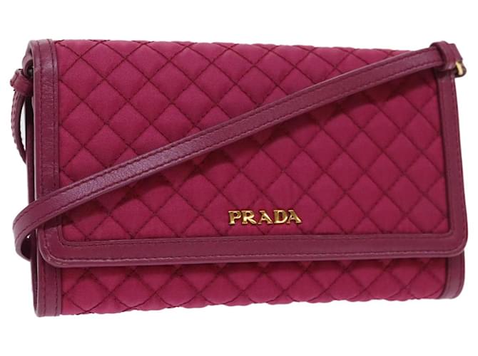 PRADA Quilted Shoulder Wallet Nylon Pink Auth 51883  ref.1048396