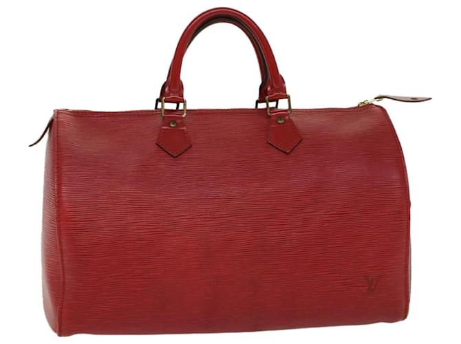 Louis Vuitton Epi Speedy 35 Bolsa de Mão Castelhano Vermelho M42997 Autenticação de LV 51551 Couro  ref.1048415